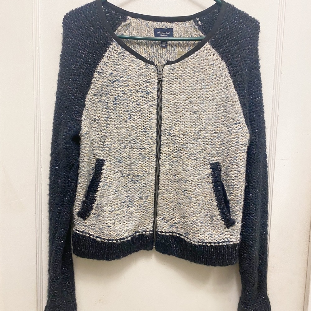 American Eagles Outfitters Full Zip V-Neck Cardigan Wool Blend Size Small